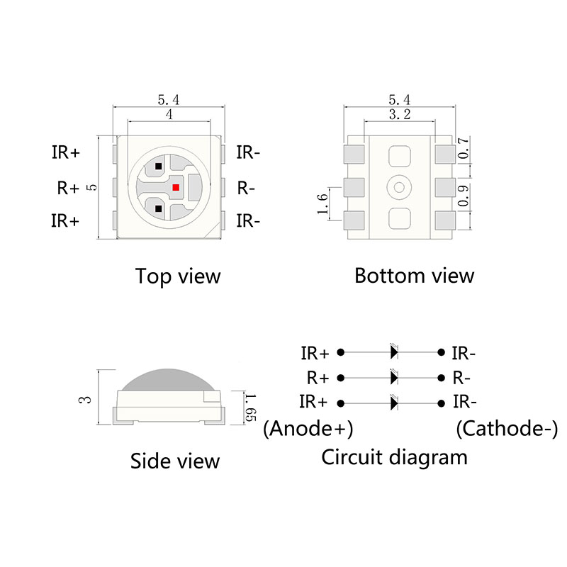定制的5050 SMD医疗美容疗法三分之三，一六660nm 850nm红色红外LED珠