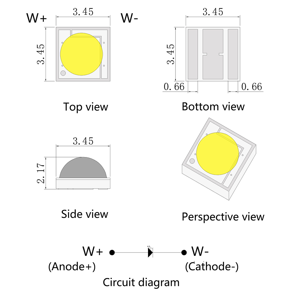 陶瓷353518V高压3W大功率超亮白光灯珠