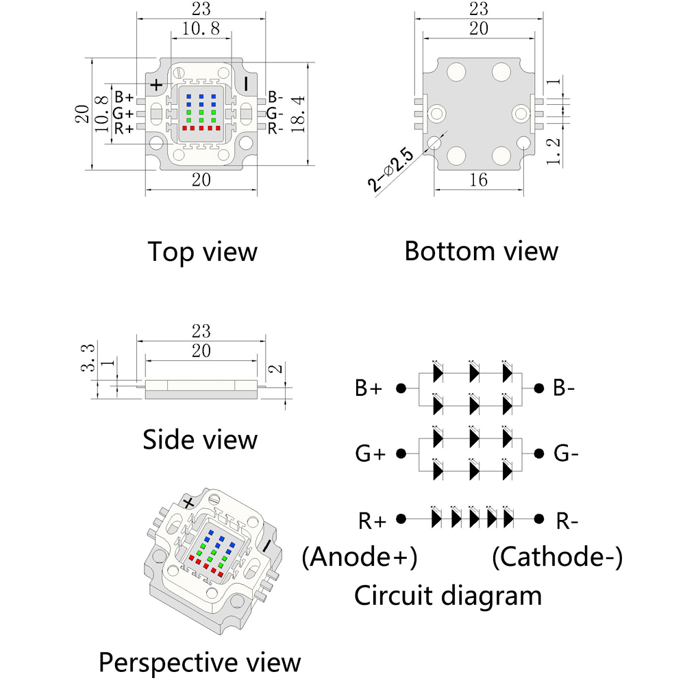 定制的17W高功率RGB舞台灯光，水族馆灯三个高亮度全彩色集成源