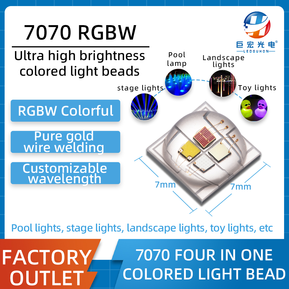 陶瓷7070RGBW高功率五颜六色的超高亮度LED珠舞台光景观光源