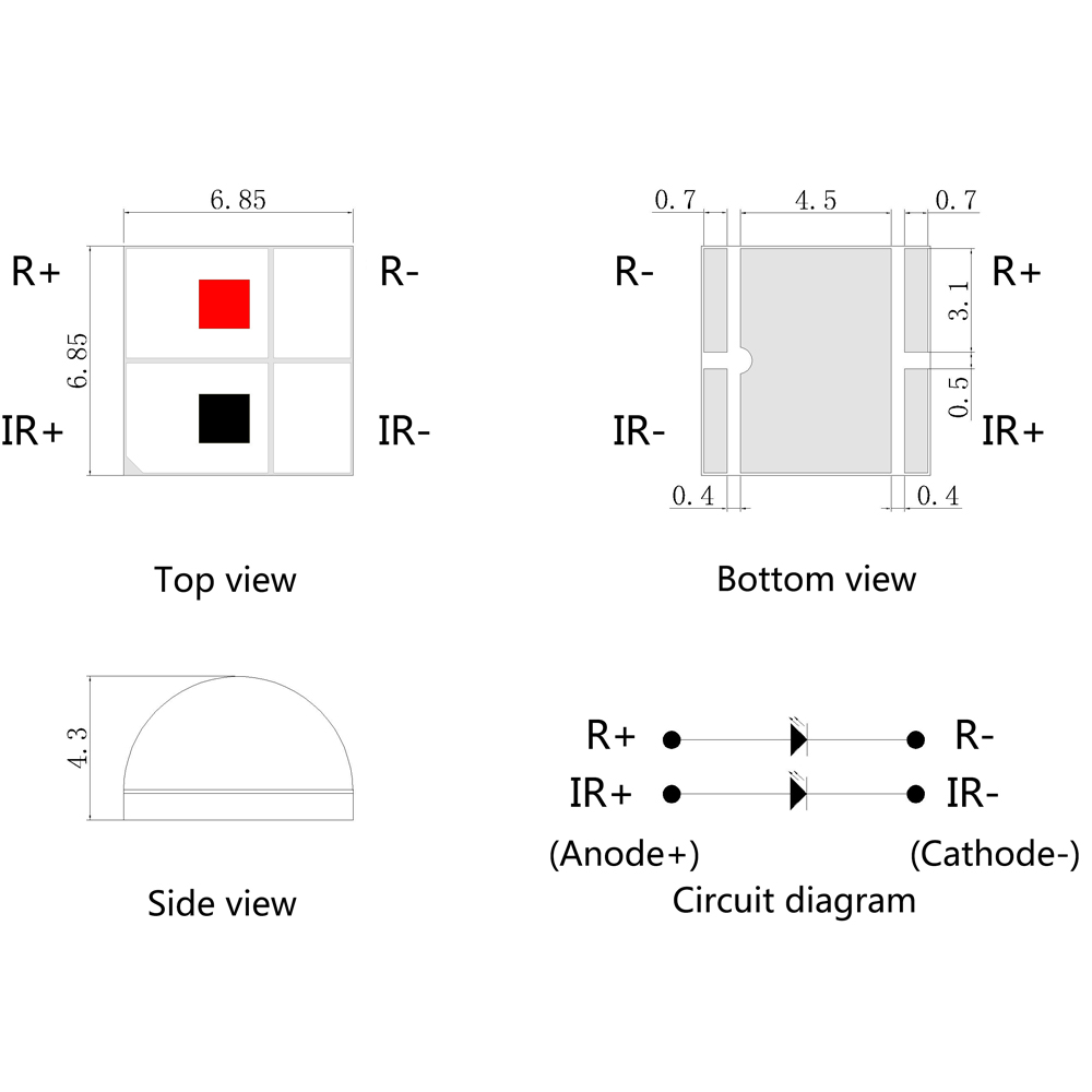 陶瓷7070双色高功率医疗美容专用红外LED光源