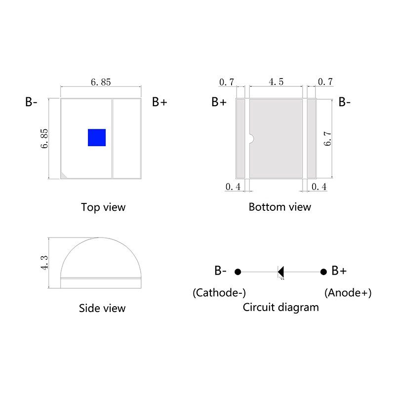 陶瓷7070单核红色绿色蓝色LED珠高亮度舞台光景观光线专用RGB光源