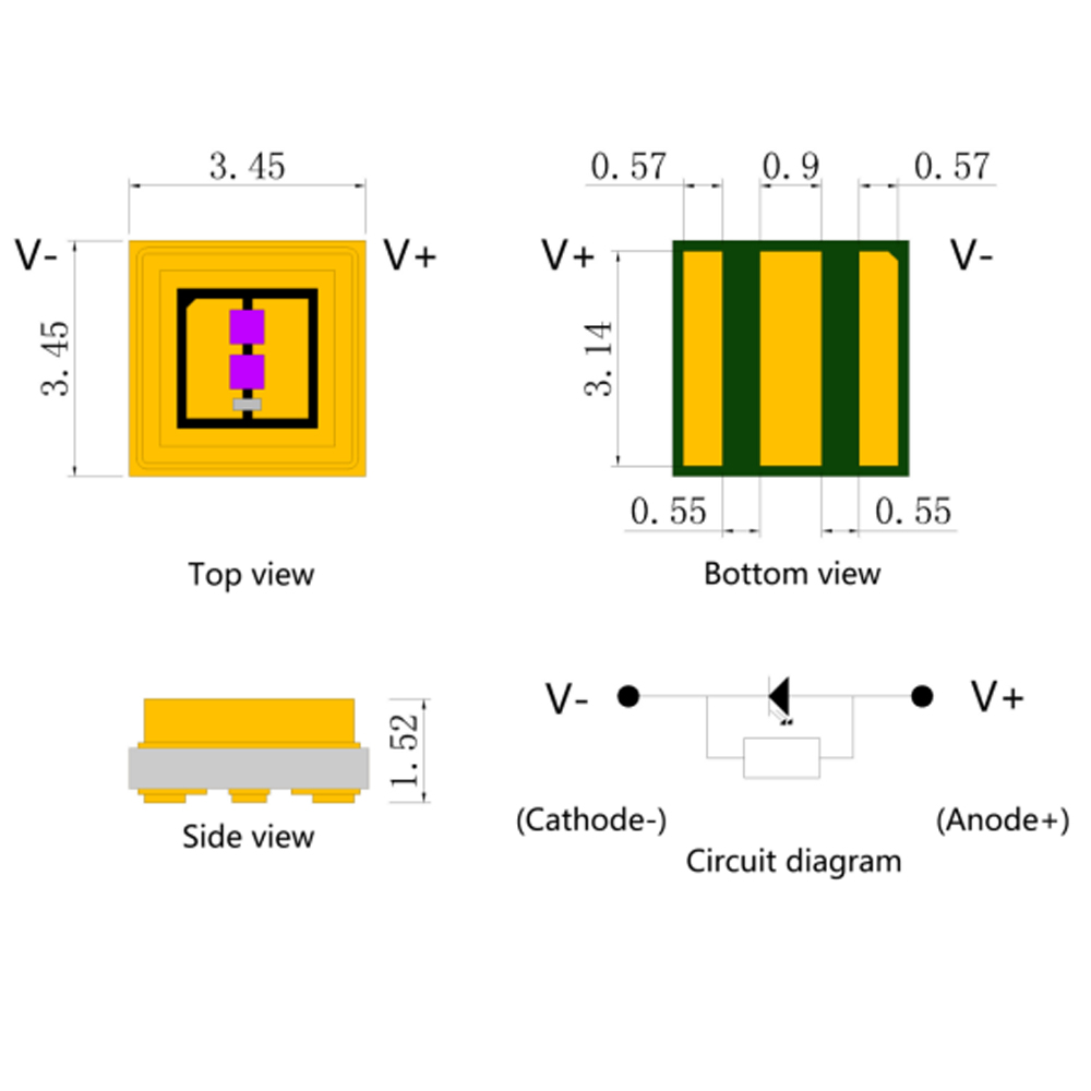 陶瓷3535 UV 305-310nm紫外光固化光源