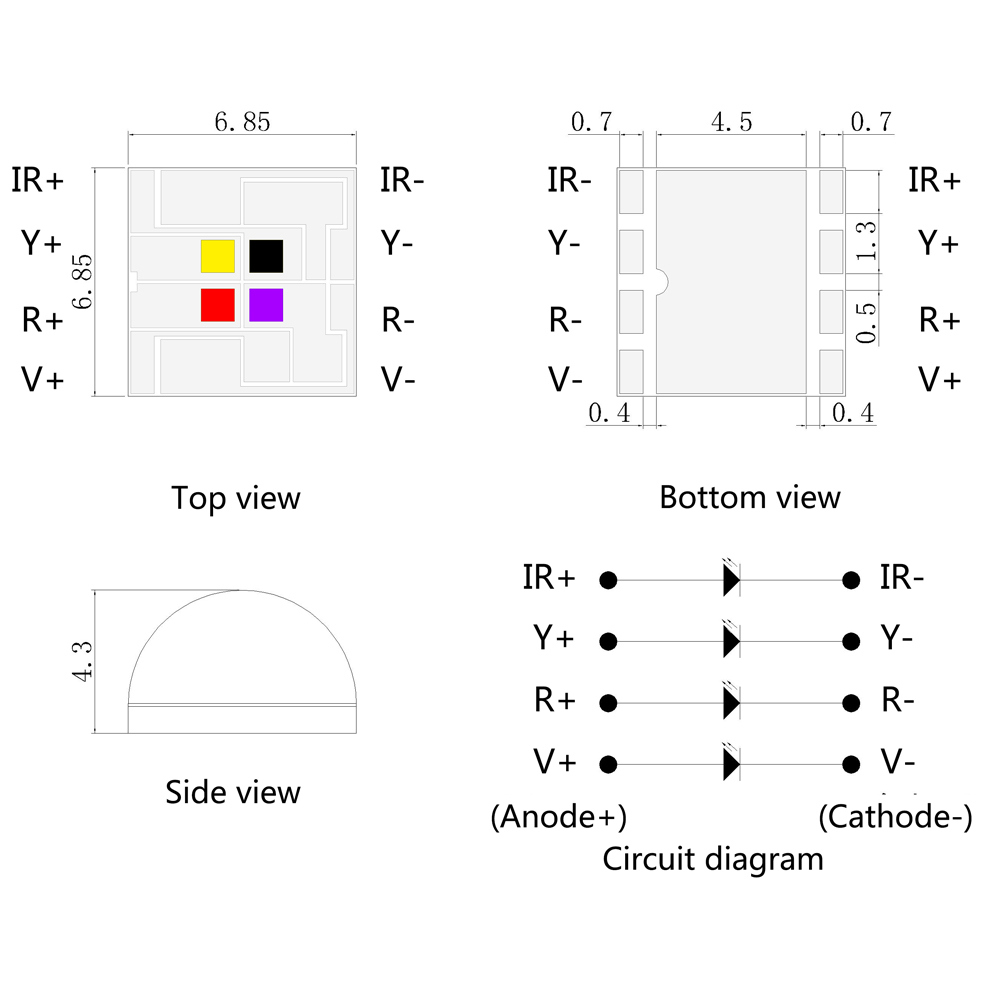 陶瓷7070Vryir五颜六色的高功率超高亮度医疗美容疗法LED光源