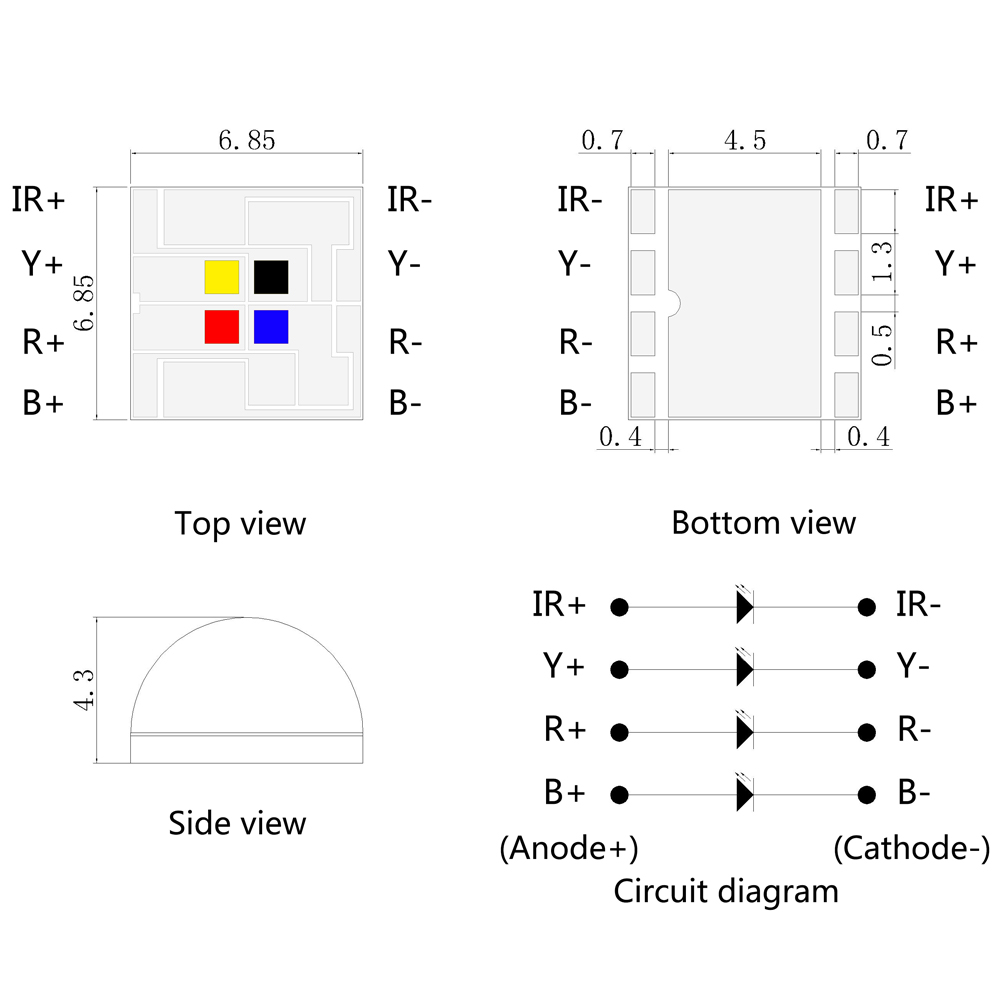 陶瓷7070 Bryir彩色高功率超高亮度医疗美容疗法LED光源