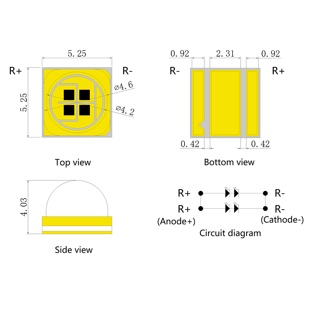 5050大功率红外LED石英60&deg;透镜705-1150nm识别检测IR红外光源
