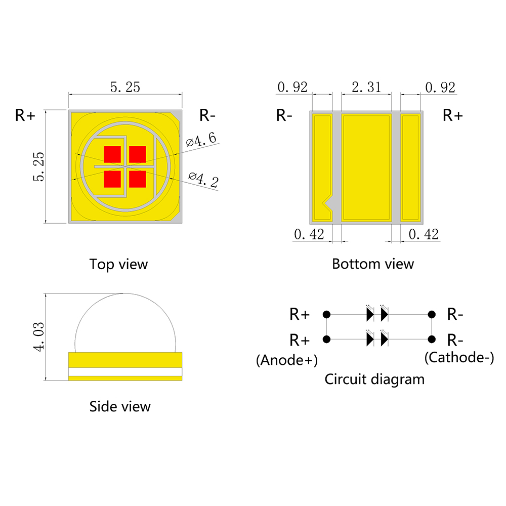 5050石英玻璃60&deg;透镜680-685nm工业视觉检测大功率LED光源